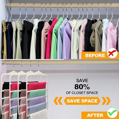 Closet Organizers and Storage,3 Pack Velvet Pants-Hangers-Space-Saving,Non Silp 5 Tier Scarf Jeans Closet Organizer,Dorm Room Essentials for College Students Girls Boys Guys,Organization and Storage