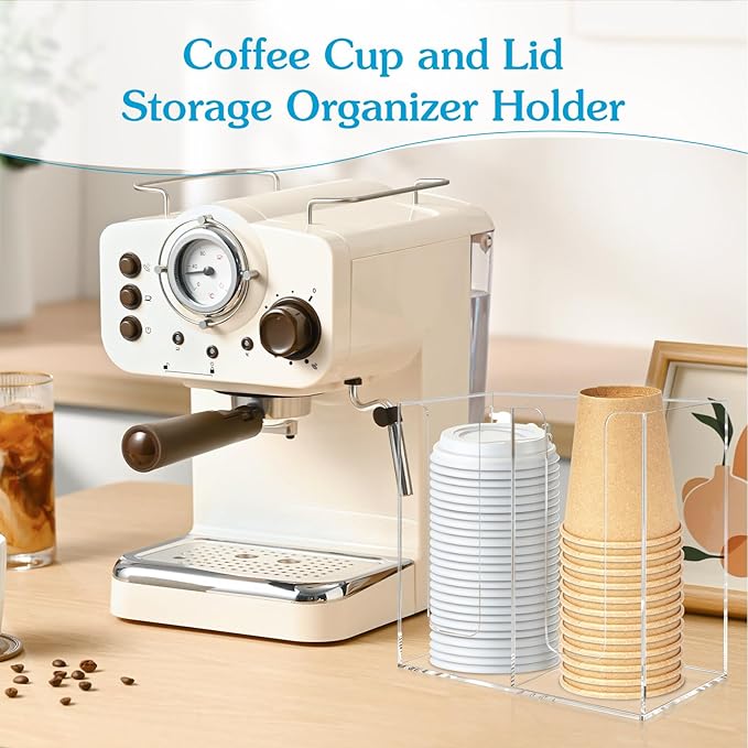 Acrylic Mason Jar Lid Organizer (Wide Mouth & Regular Mouth) 2 Compartment Cup Dispenser Organizer Ball Jar Wooden Storage Accessories for Kitchen Coffee Tumbler Lids, Fit Mason/Canning/Bamboo Lids