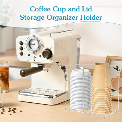 Acrylic Mason Jar Lid Organizer (Wide Mouth & Regular Mouth) 2 Compartment Cup Dispenser Organizer Ball Jar Wooden Storage Accessories for Kitchen Coffee Tumbler Lids, Fit Mason/Canning/Bamboo Lids