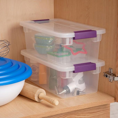 Sterilite 12-Pack ClearView Latch Box, Clear Stackable Organizer Bins with Lids, 6 Qt – Small Plastic Tote Containers for Closet, Office, Bedroom, Shelving Units and Home Storage Organization