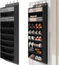 Mefirt 16-20 Pairs Over the Door Shoe Organizer, Clear Pockets Shoe Rack for Closet Door, Hanging Shoe Rack for Boots, Behind the Door Shoe Holder Fit All the Family's Sneakers, Boots, Heels, Black