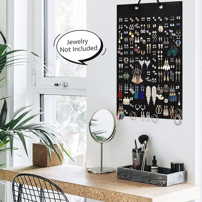 Earring Organizer Hanging Earring Holder, Holds Up To 330 Pairs, Soft Felt Wall Mount Earring Display Holder Stud Earrings Organizer for Women Girls - 2 Pack (Include Metal Hook and Rope)