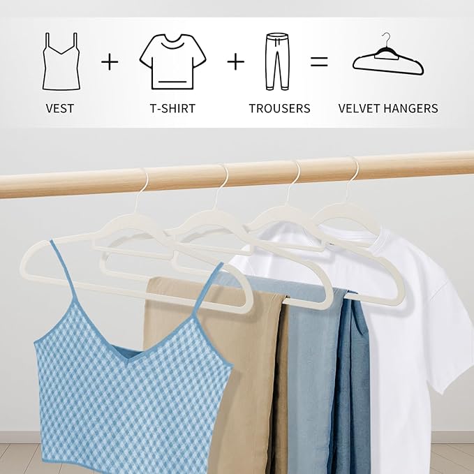 30 Pack White Velvet Hangers, Ultra Slim Non-Slip Felt Coat Suit Hangers with Space Saving 360° Swivel Hook, Modern Clean Look for Closet Organization
