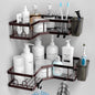 AKTECKE Shower Caddy Corner Organizer: 2Pack Adhesive Shower Shelf Essentials - No Drilling Stainless Steel Bathroom Storage Rack with Hooks and Toothpaste Holder - Shower Accessories