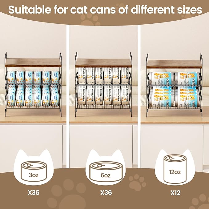 Can Organizer for Pantry Adjustable Cat Food Storage Container 2 Tier Canned Food Organizer for Human and Pet Holds up to 42 Cans Fifo Design