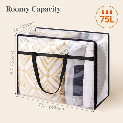 Lifewit 8 Pack Clear Clothes Storage Bags, 75L Plastic Blanket Storage Bag, Vinyl Foldable Moving Bags with Zipper, Closet Organizers and Storage Containers for Bedding, Duvet, Comforter