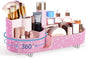 Teen Girls Mother's Day 360 Rotating Bling Makeup Organizer Gift Rhinestone Diamond Bathroom Organizer Girly Skin Care Brush Holder for Countertop, Bathroom Essentials(Pink,Pearl)