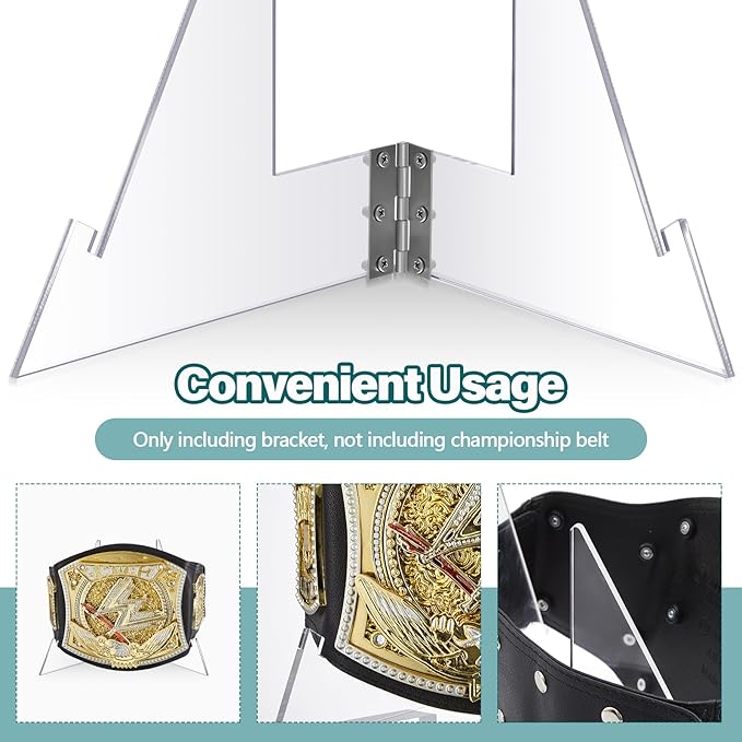 RattanView Acrylic Championship Belt Display Stand, High Flexibility Wrestling Champion Belt Rack for Heavy Duty Wrestling and Football Trophies for Sport Football Boxing and So on