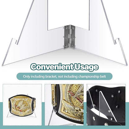 RattanView Acrylic Championship Belt Display Stand, High Flexibility Wrestling Champion Belt Rack for Heavy Duty Wrestling and Football Trophies for Sport Football Boxing and So on