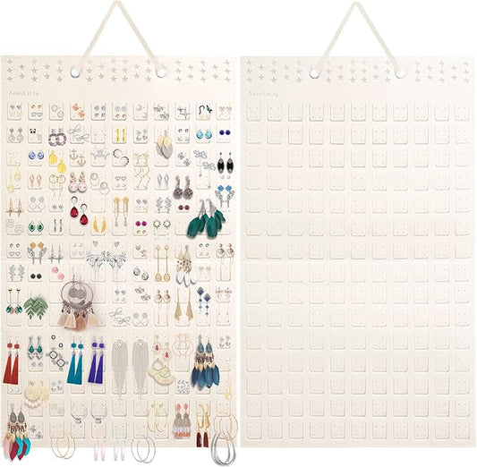 Earring Organizer, Hanging Earring Holder Holds Up To 330 Pairs, Felt Earrings Organizer and Storage, Wall Earring Holder Earring Display for Women Girls -1 Pack (White)