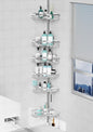 KEGII Corner Shower Caddy Tension Pole, Adjustable Shower Tension Rod Organizer, Floor to Ceiling Shower Caddy 25-114.2 inch, Silver