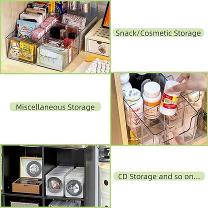 Foldable Storage Bins, Clear Expandable Boxes for Organizing, Adjustable from 9.65-16.93" Drawer Organizers Separators Dividers for Bedroom Kitchen Utensils Tools Closet