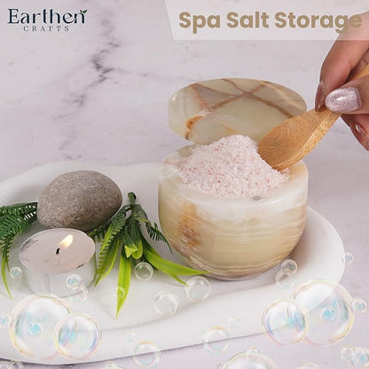 Marble Salt Cellar with Swivel Magnetic Lid 3 Inches Green Mini Salt Keeper for Countertop, 2.5 OZ Capacity, Kosher Salt and Seasoning Storage Container for Kitchen or Bath Salt