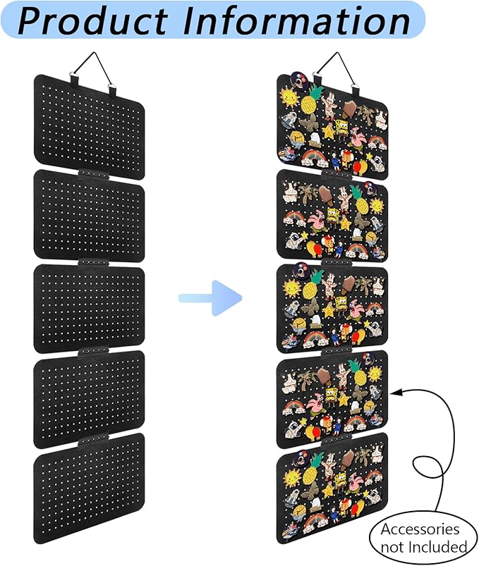 Hanging Enamel Lapel Pin Organizer with 5 Loose-leaf Board Pieces, Removable Hanging Brooch Pin Storage Display Pages, Enamel Pin Display Panels for at Least 210 Pins (Removable)