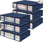 StorageRight Under Bed Storage Bags 6 Pack, 40L Large Clothes & Comforter Storage Containers with Clear Window, Breathable Fabric Organizer for Blankets, Bedding, Seasonal Clothing, Blue