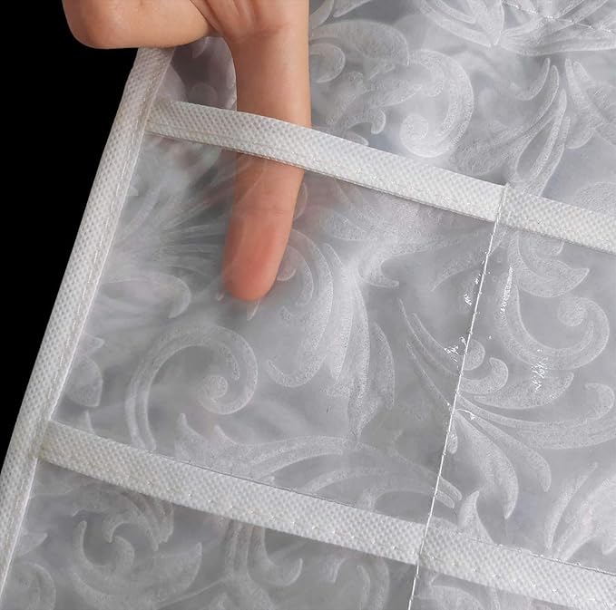 BB Brotrade Hanging Jewelry Organizer,Double Sided Jewelry Storage Organizer with Embossed Pattern,80 Clear PVC Pockets Organizer for Holding Jewelries