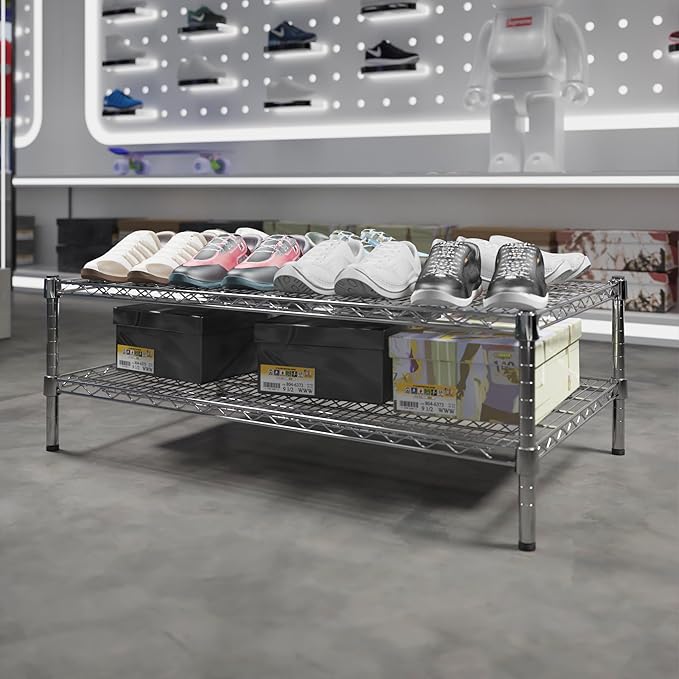 24" Deep x 42" Wide x 14" Height Wire Shelving Kit | 2-Tier | NSF Commercial Storage Rack Unit