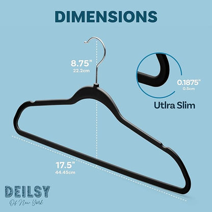 DEILSY™ Black Hangers 50 Pack - Thin Slim Space Saving, Plastic Hangers, Non Velvet Plastic Hanger for Closet Organization Hanger for Clothes Adult