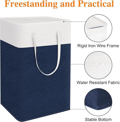 TasticTotes laundry basket 3-Pack, laundry hamper, Hamper with handles, collapsible laundry baskets, Waterproof dirty clothes hamper, Towel Storage for Home or Dorm, 88L-Blue