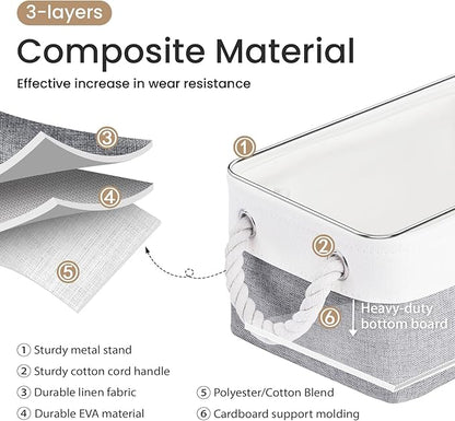 Storage Baskets for Shelves 11.8x7.9x5.2 Inch, Foldable Fabric Storage Bins with Handles, Small Storage Baskets for Organizing Closet, Office, Home Organization (1-Pack, White&Gray)