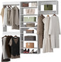 Modular Closet System, 66" Wide Closet Organizer System with Towers and Hanging, Wood Closet Tower Storage for Walk In Closets, Wall Mounted Wardrobe Organizer Kit System, Bedroom, White