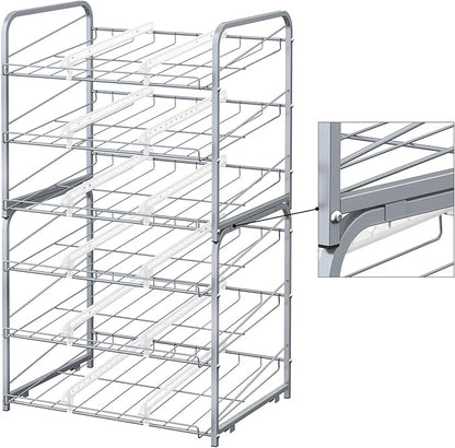 BTY Can Organizer for Pantry Stackable 2 Pack, Can Storage Organizer Rack Stacking Can Dispensers Small Space Holds up to 36 Cans for Pantry, Kitchen, Cabinet- Silver
