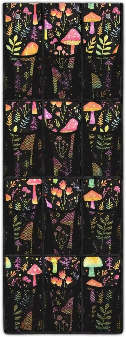 12 Pockets Shoe Organizer Over The Door Large Pockets Mushrooms Over The Door Closet Organizer Black Shoe Holder Hanger for Living Room