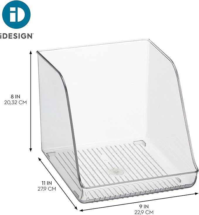 iDesign Plastic Water Bottle Organizer for Fridge, Clear Bottle Holder for Kitchen and Pantry, 2-Pack