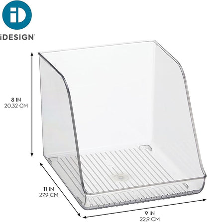 iDesign Plastic Water Bottle Organizer for Fridge, Clear Bottle Holder for Kitchen and Pantry, 2-Pack