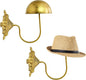 Owlgift Rustic Gold Wall Mounted Hat Holder Set of 2 – Vintage Style Iron Cap Rack with Dome Top for Hats, Helmets, Wigs & Scarves – Decorative Wall Hook for Entryway, Home, Cafe, or Boutique
