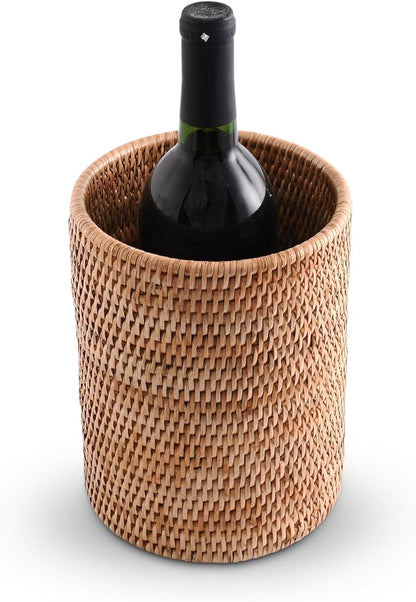 Vagabond House Hand Woven Rattan Utensils Holder - 8 Inches Tall x 5.5 Inches Diameter - Natural and Durable Eco-Friendly Material for Storing and Organizing Kitchen Utensils