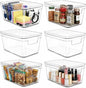 MOONEDGE Small Clear Plastic Storage Bins with Lids and Handles,Stackable Small Item Organizer Containers for Vanity,Craft,Office,Fridge,Kitchen,Pantry,Bathroom,Closet – 6 Pack (10×6×5 in)