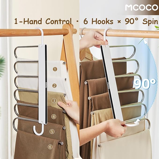 Pants Hangers Closet Organizers and Storage Clothes Space Saving Hangers Multifunctional Uses Rack Organizer for Pants Jeans Skirts Scarf Legging Black