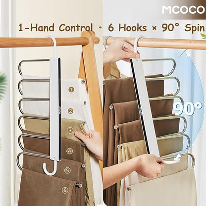 Pants Hangers Closet Organizers and Storage Clothes Space Saving Hangers Multifunctional Uses Rack Organizer for Pants Jeans Skirts Scarf Legging Black