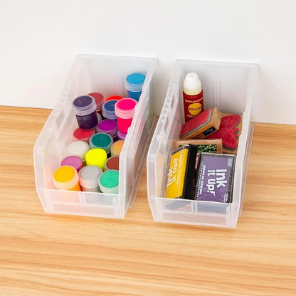 Akro-Mils 30230 AkroBins Plastic Storage Bins, Space-Saving Stackable Bins for Garage, Pantry, Craft Organization, 11" x 5" x 5", Clear, 12-Pack