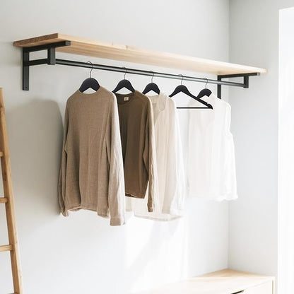 Quality Wooden Clothes Hangers, Solid Wood Suit & Coat Hangers with Pants Bars, Swivel Hook, Shoulder Notches, Heavy Duty Hangers for Shirts, Jackets, Dresses & Trousers(Black/96-Pack)