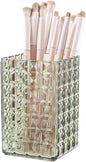 DASITON Makeup Brush Holder Organizer, Acrylic Makeup Brush Cup, Diamond Striped Make Up Brush Holder for Vanity, Bathroom Countertop, Toothbrush Holders, Pen Holder for Desk Storage (Green)