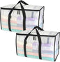 BALEINE 2-Pack Oversized Moving Bags with Reinforced Handles, Heavy-Duty Storage Tote for Clothes, Moving Supplies (Clear, 2-Pack)