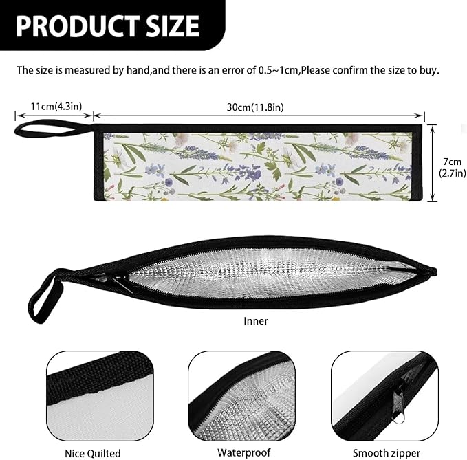 COEQINE Floral Utensils Holder Small Colorful Flower Fork Spoon Knife Organizer White Portable Lightweight Fork Spoon Knife Organizer Case With Handles Travel Accessories Outdoor Portable
