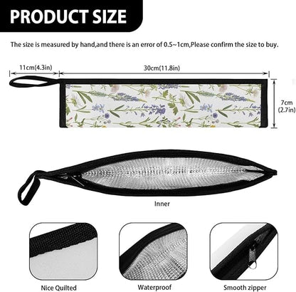 COEQINE Floral Utensils Holder Small Colorful Flower Fork Spoon Knife Organizer White Portable Lightweight Fork Spoon Knife Organizer Case With Handles Travel Accessories Outdoor Portable