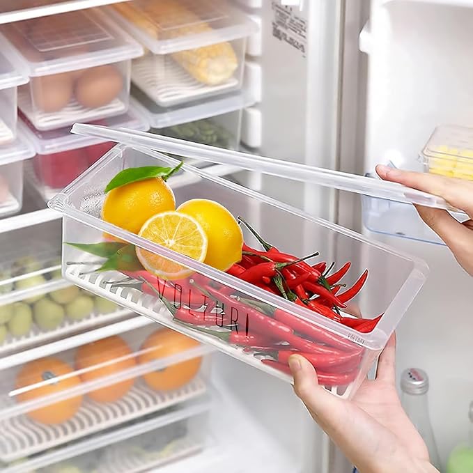 House of Heaven Fruit Storage Containers for Fridge (3 Pack) - 1.5L Produce Saver Containers for Refrigerator with Removable Drain Tray for Fruits and Vegetables Fridge Boxes (1.5 Liter x Pack of 3)
