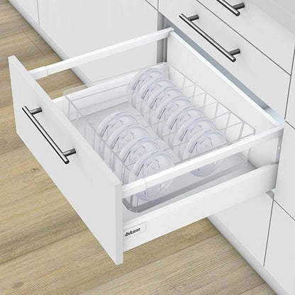 Klmnop Tumbler Lid Organizer, Clear Cup Lid Organizer with 7 Adjustable Dividers for Cabinet, Cabinet Pantry Kitchen Organizers for All Brand Tumbler Lid(1 Pack)