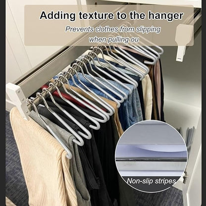 Pull Out Closet Rod Jeans Hangers for Closet Adjustable Heavy Duty Clothes Storage Hanger Closet Valet Rod Extending Rail Trousers Rack for Closet Retractable Closet Pull Out Rod (Color : 60cm-2 pc