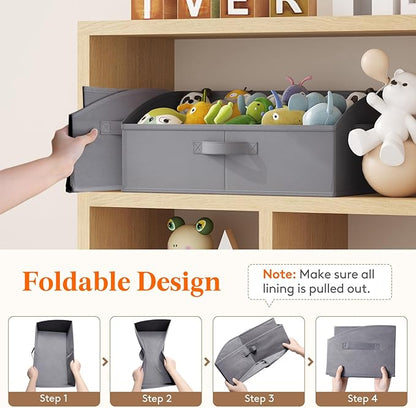 Lifewit Trapezoid Closet Storage Bins for Shelf, 6 Packs Non-woven Closet Organizer Baskets with Handles, Foldable Clothes Containers Boxes for Clothing, Book, Purse, 23L, Extra Large, Gray