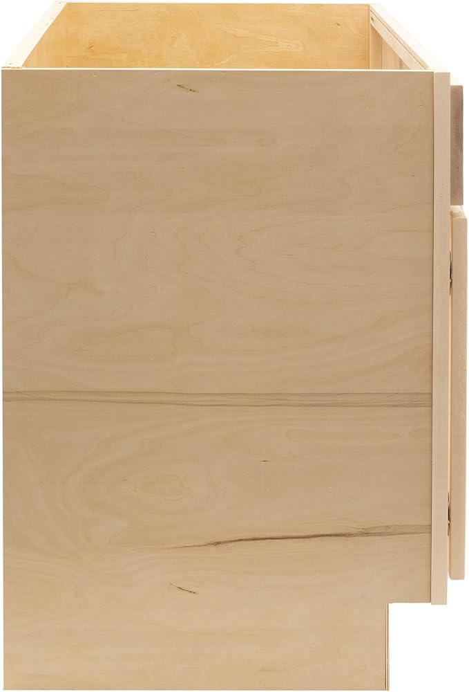 Quicklock RTA (Ready-to-Assemble) | Base Kitchen Cabinets - Shaker Style | Made in America (Raw Maple, 36" Wx34.5 Hx24 D Sink Base)