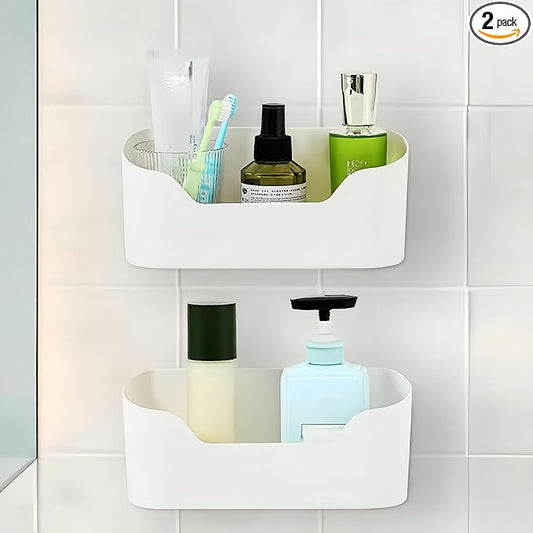 2 Packs Cabinet Door Organizer, Wall storage basket for Bathroom,Kitchen,Cabinet, Living Room,Office, Wall basket organizer with Self-adhesive hook, 9x4.2x2.5inches