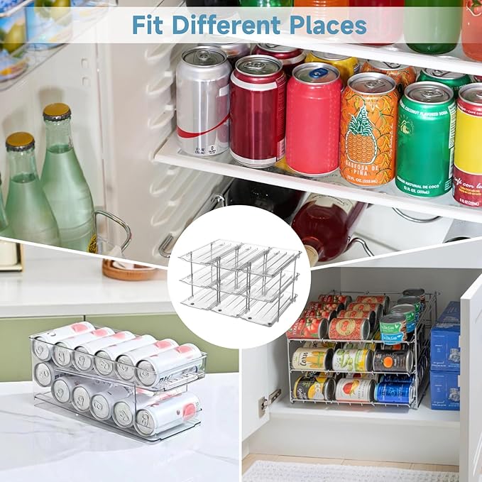 Stackable Beer And Beverage Can Holder, 3-Tier Storage Rack, Transparent Can Dispenser, Easy Installation, Can Organizer For Pantry, Flexible Modular Setup