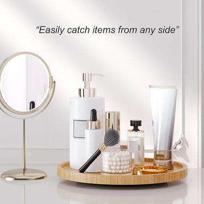 VERTORGAN Lazy Susan Organizer for Kitchen,Bamboo Turntable for Cabinet,Pantry,Vanity,Middle（Natural）