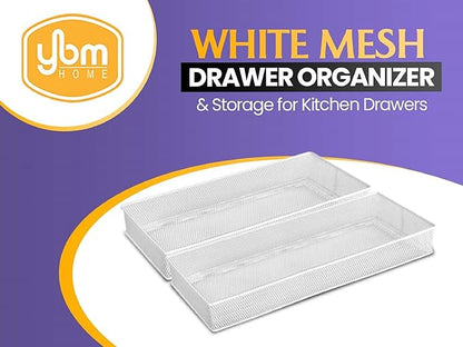 YBM HOME White Mesh Drawer Cabinet and or Shelf Organizer Bins, School Supply Holder Office Desktop Organizer Basket (2, 6x15x2 Inch)