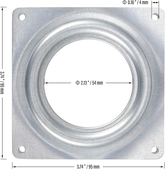 25 Pack 4 Inch Lazy Susan Hardware Kit, Zinc-Plated Swivel Plate, Square Rotating Bearing Turntable for Serving Trays, Kitchen Storage Racks, Craft Project